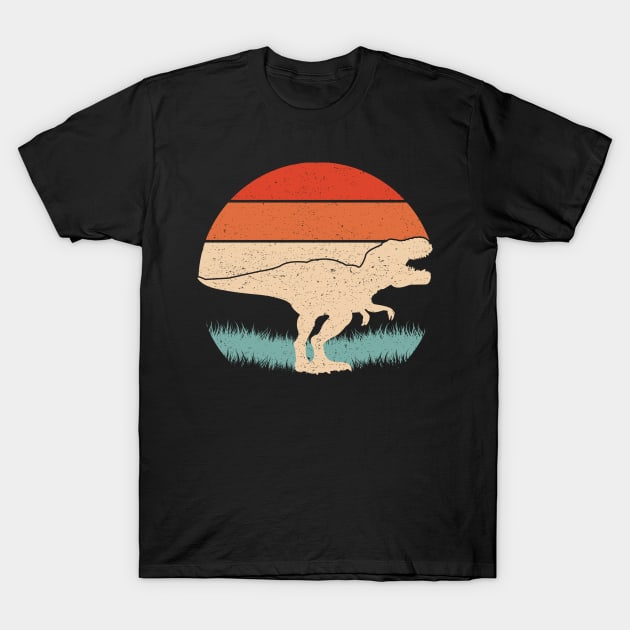 Trex Dinosaur Retro Sunset T-Shirt by Tesszero